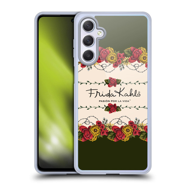 Frida Kahlo Red Florals Border Soft Gel Case for Samsung Galaxy M54 5G