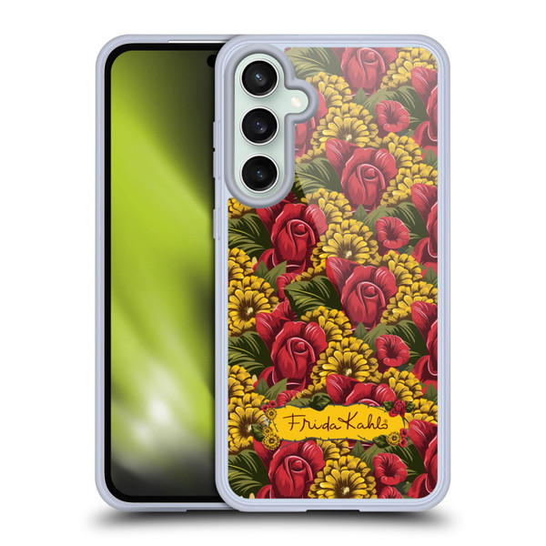 Frida Kahlo Red Florals Pattern Soft Gel Case for Samsung Galaxy S23 FE 5G & MagSafe