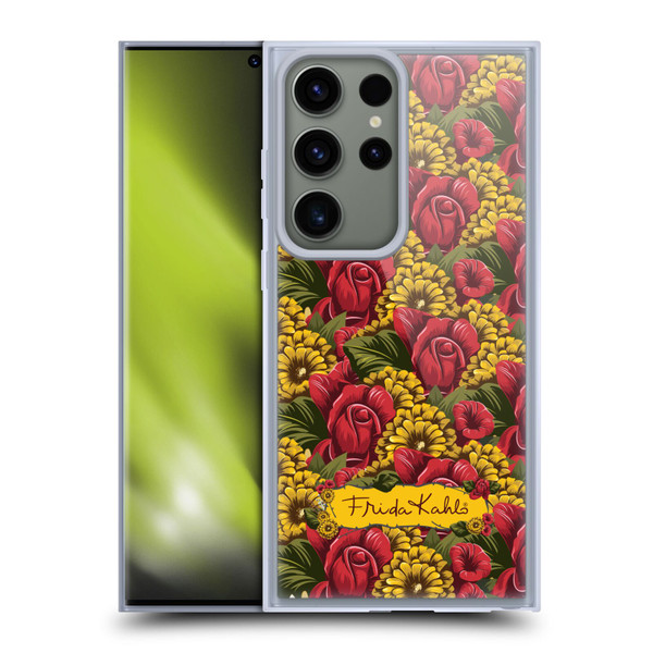 Frida Kahlo Red Florals Pattern Soft Gel Case for Samsung Galaxy S23 Ultra 5G & MagSafe