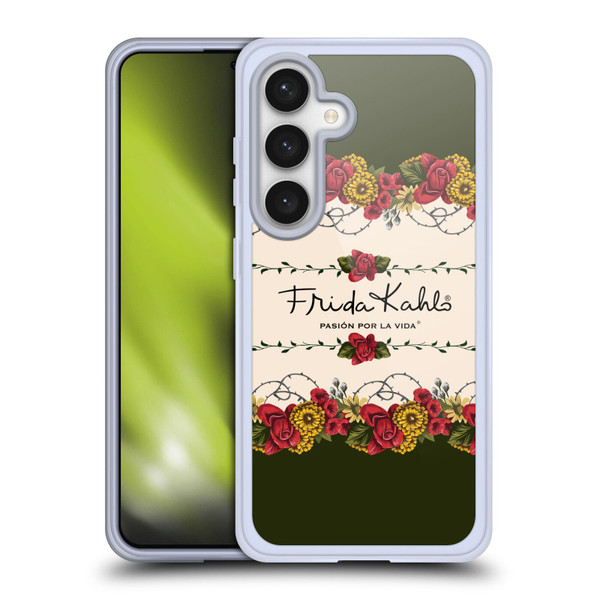 Frida Kahlo Red Florals Border Soft Gel Case for Samsung Galaxy S24 5G & MagSafe