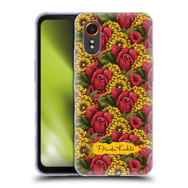 Frida Kahlo Red Florals Pattern Soft Gel Case for Samsung Galaxy Xcover7 5G