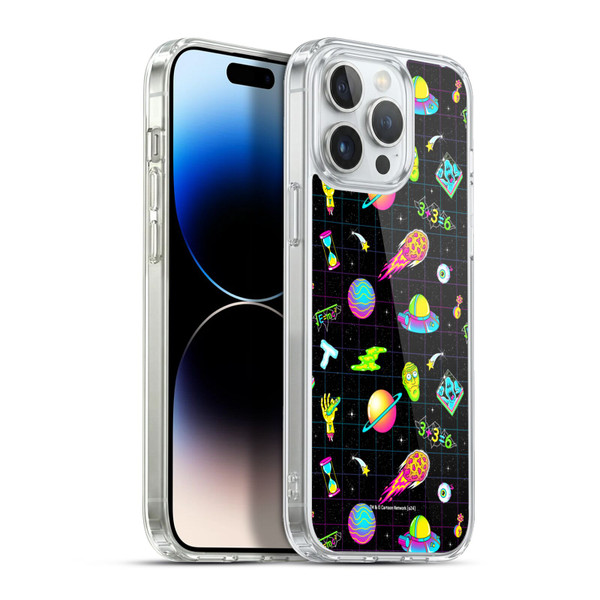 Rick And Morty Season 3 Graphics Neon Pattern Soft Gel Case for Apple iPhone 13 Pro Max & MagSafe