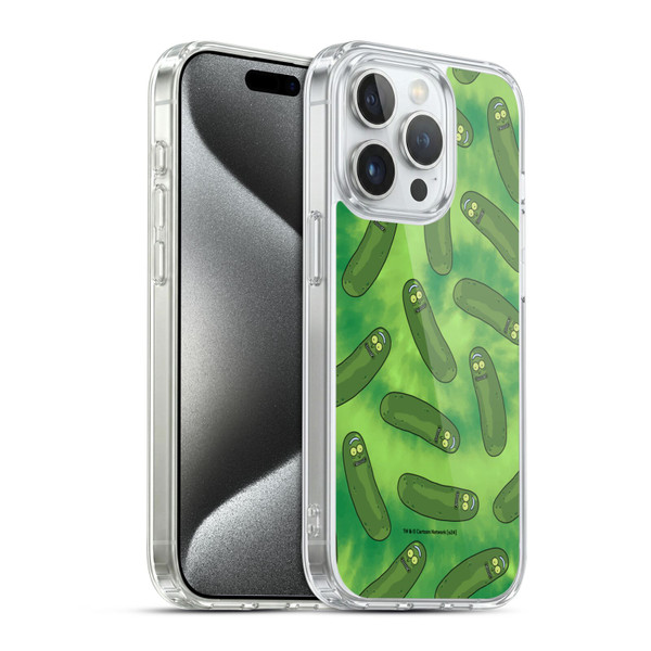 Rick And Morty Season 3 Graphics Pickle Rick Pattern Soft Gel Case for Apple iPhone 15 Pro & MagSafe