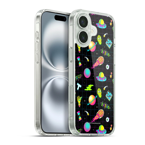 Rick And Morty Season 3 Graphics Neon Pattern Soft Gel Case for Apple iPhone 16 Plus & MagSafe