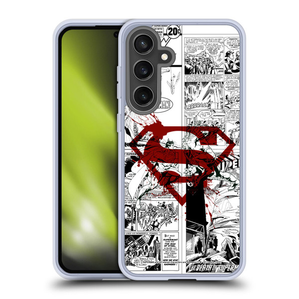 Superman DC Comics Comicbook Art Red Logo Splatter Soft Gel Case for Samsung Galaxy S24 FE & MagSafe