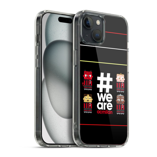 AC Milan Crest Stripes 3 Soft Gel Case for Apple iPhone 15 Plus & MagSafe