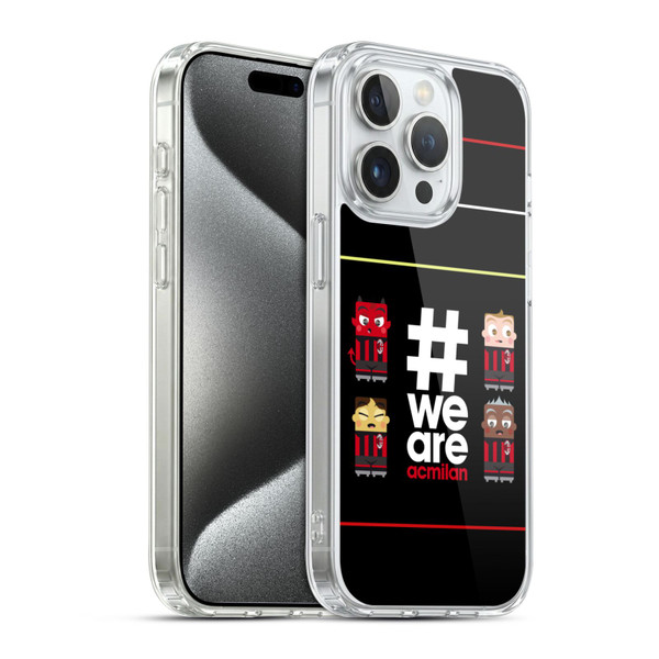 AC Milan Crest Stripes 3 Soft Gel Case for Apple iPhone 15 Pro & MagSafe