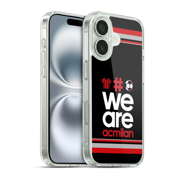 AC Milan Crest Stripes 2 Soft Gel Case for Apple iPhone 16 & MagSafe