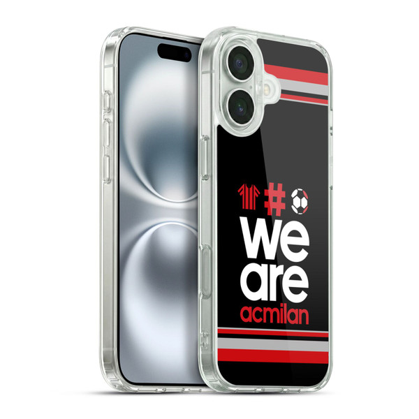AC Milan Crest Stripes 2 Soft Gel Case for Apple iPhone 16 Plus & MagSafe
