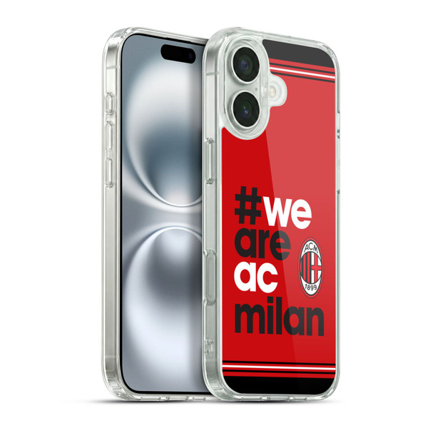AC Milan Crest Stripes Soft Gel Case for Apple iPhone 16 Plus & MagSafe