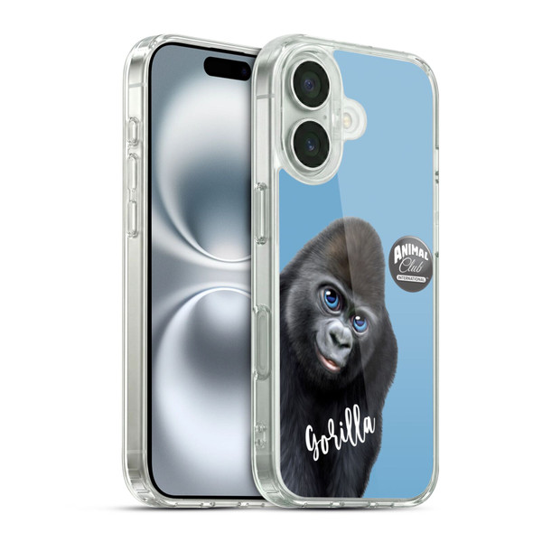 Animal Club International Faces Gorilla Soft Gel Case for Apple iPhone 16 & MagSafe