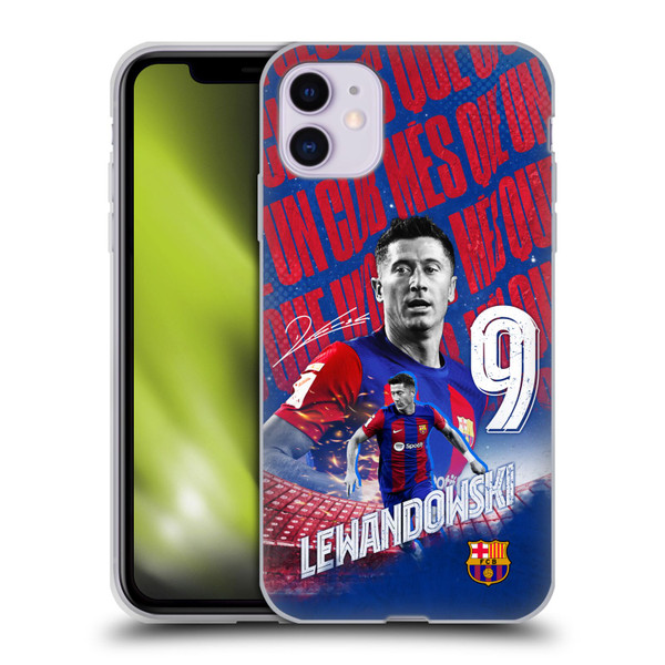 FC Barcelona 2023/24 First Team Robert Lewandowski Soft Gel Case for Apple iPhone 11