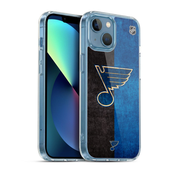 NHL St Louis Blues Half Distressed Soft Gel Case for Apple iPhone 13 Mini & MagSafe