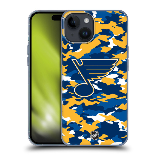NHL St Louis Blues Camouflage Soft Gel Case for Apple iPhone 15 & MagSafe