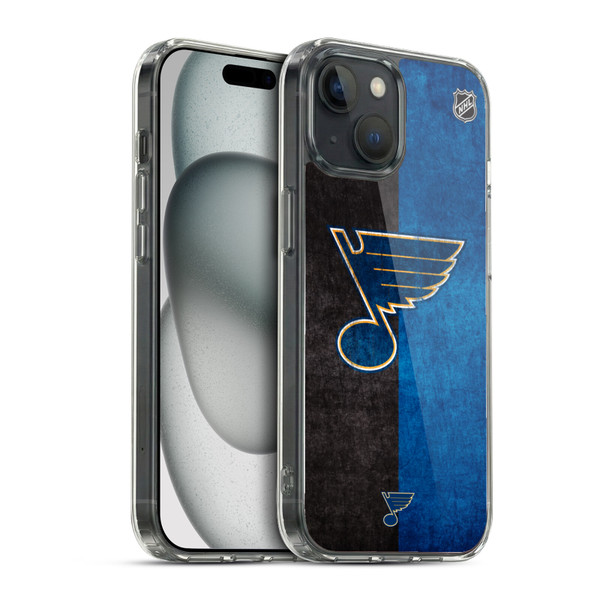 NHL St Louis Blues Half Distressed Soft Gel Case for Apple iPhone 15 & MagSafe