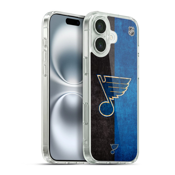 NHL St Louis Blues Half Distressed Soft Gel Case for Apple iPhone 16 Plus & MagSafe