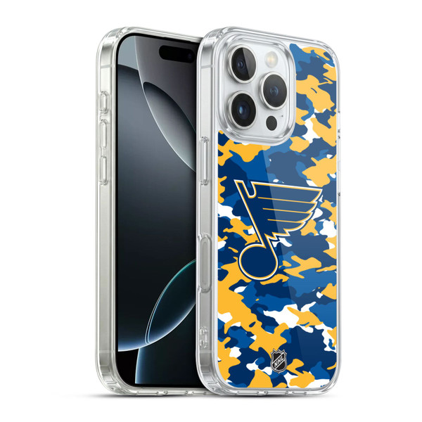 NHL St Louis Blues Camouflage Soft Gel Case for Apple iPhone 16 Pro & MagSafe