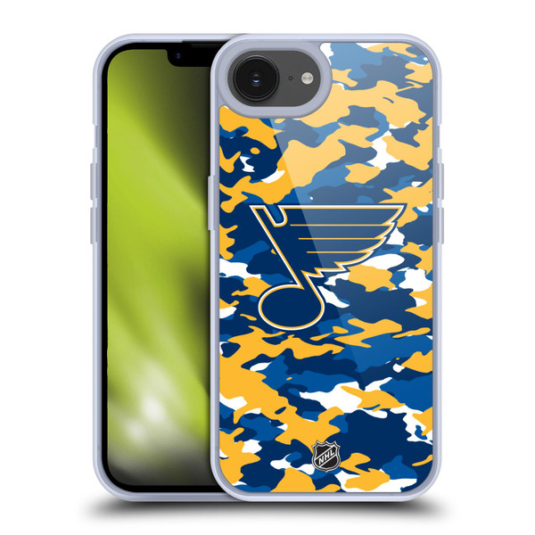 NHL St Louis Blues Camouflage Soft Gel Case for Apple iPhone 16e & MagSafe