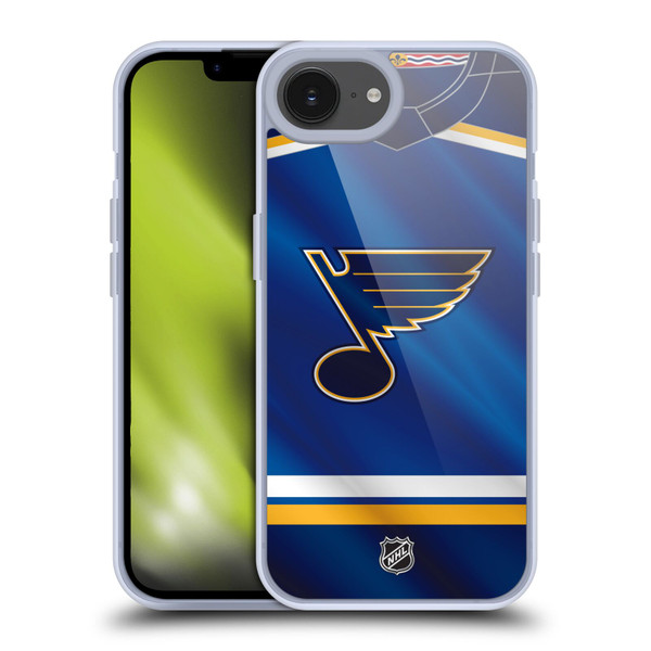 NHL St Louis Blues Jersey Soft Gel Case for Apple iPhone 16e & MagSafe