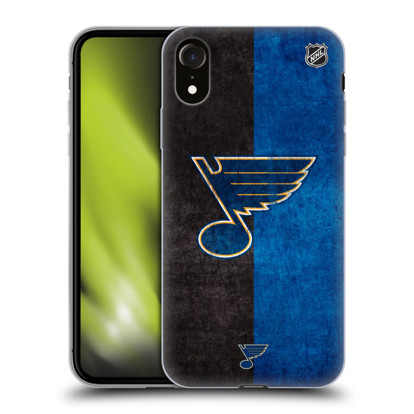 NHL St Louis Blues Half Distressed Soft Gel Case for Apple iPhone XR