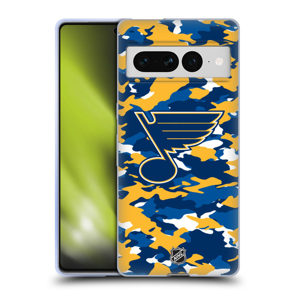 NHL St Louis Blues Camouflage Soft Gel Case for Google Pixel 7 Pro
