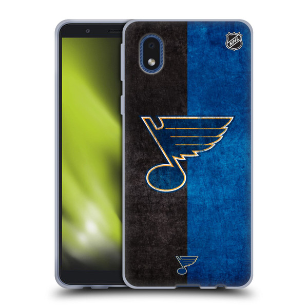 NHL St Louis Blues Half Distressed Soft Gel Case for Samsung Galaxy A01 Core (2020)