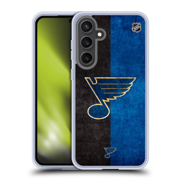 NHL St Louis Blues Half Distressed Soft Gel Case for Samsung Galaxy S24 FE & MagSafe