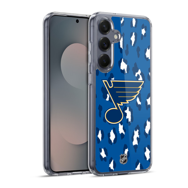 NHL St Louis Blues Leopard Pattern Soft Gel Case for Samsung Galaxy S25+ & MagSafe