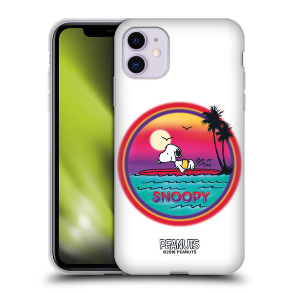 Peanuts Snoopy Boardwalk Airbrush Beach Surf Soft Gel Case for Apple iPhone 11