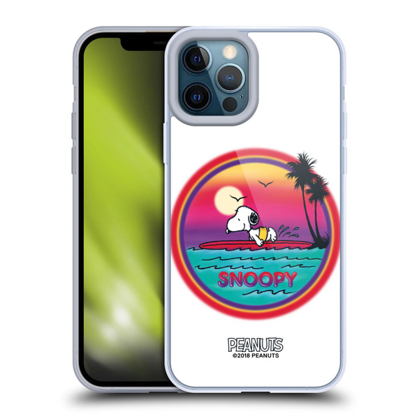 Peanuts Snoopy Boardwalk Airbrush Beach Surf Soft Gel Case for Apple iPhone 12 Pro Max & MagSafe