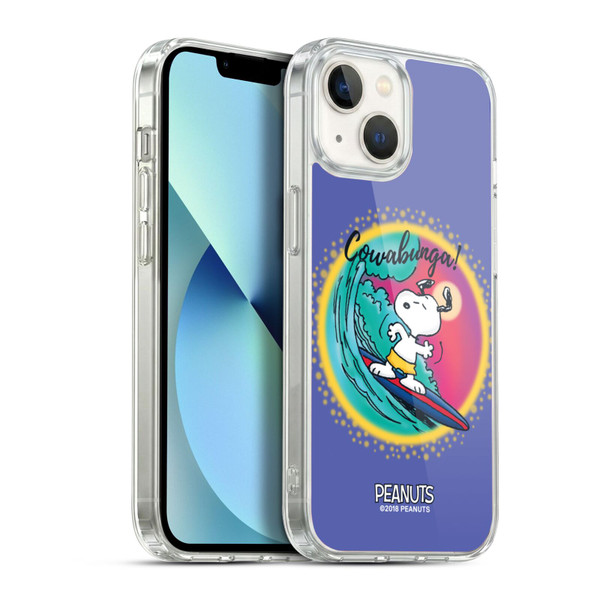 Peanuts Snoopy Boardwalk Airbrush Cowabunga Surf Soft Gel Case for Apple iPhone 13