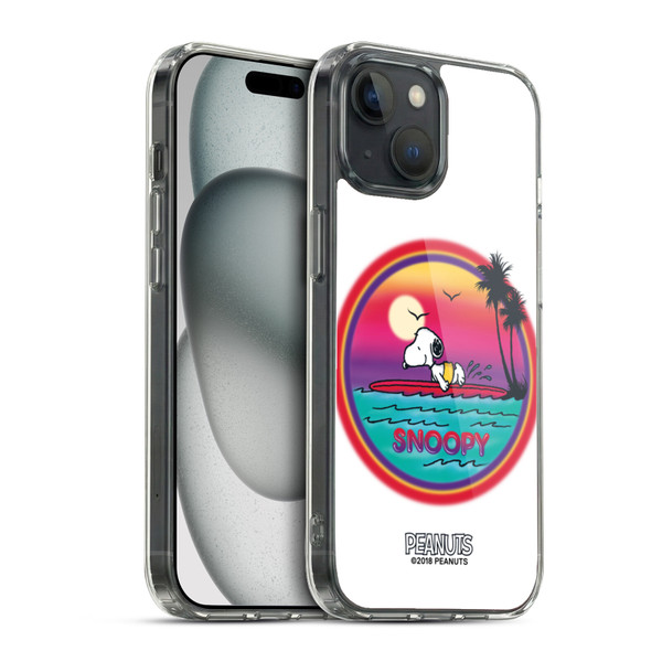 Peanuts Snoopy Boardwalk Airbrush Beach Surf Soft Gel Case for Apple iPhone 15 & MagSafe