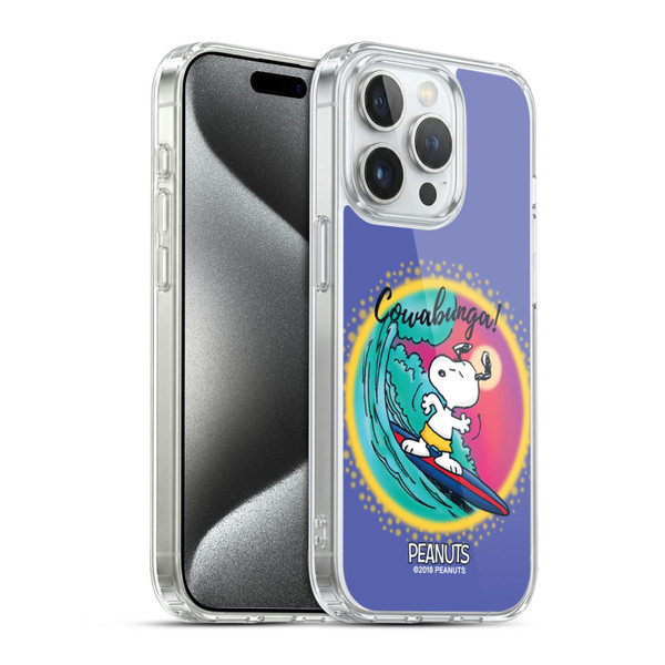 Peanuts Snoopy Boardwalk Airbrush Cowabunga Surf Soft Gel Case for Apple iPhone 15 Pro & MagSafe