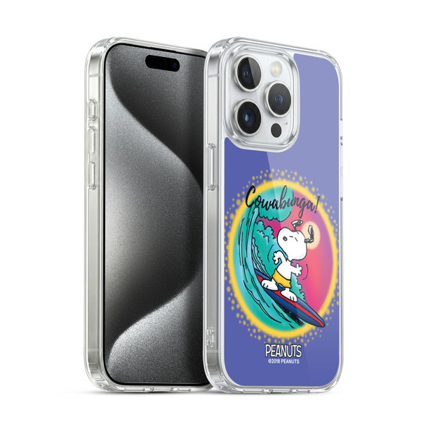 Peanuts Snoopy Boardwalk Airbrush Cowabunga Surf Soft Gel Case for Apple iPhone 15 Pro & MagSafe