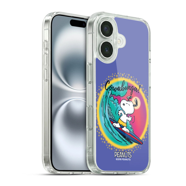 Peanuts Snoopy Boardwalk Airbrush Cowabunga Surf Soft Gel Case for Apple iPhone 16 & MagSafe