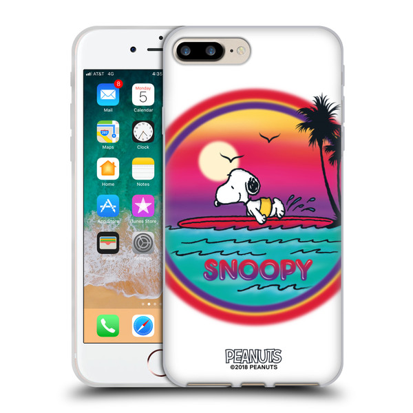 Peanuts Snoopy Boardwalk Airbrush Beach Surf Soft Gel Case for Apple iPhone 7 Plus / iPhone 8 Plus & MagSafe