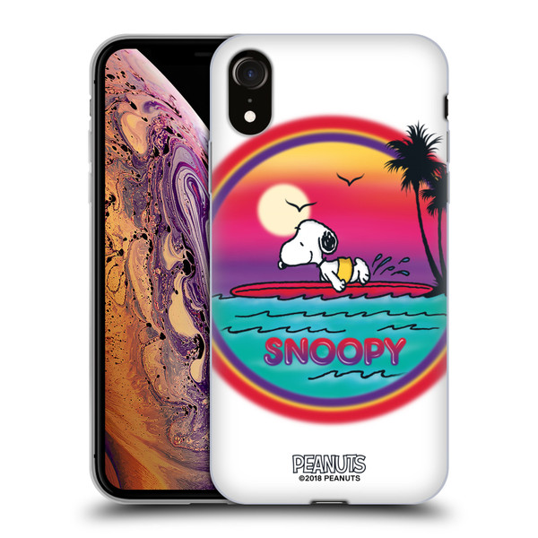 Peanuts Snoopy Boardwalk Airbrush Beach Surf Soft Gel Case for Apple iPhone XR