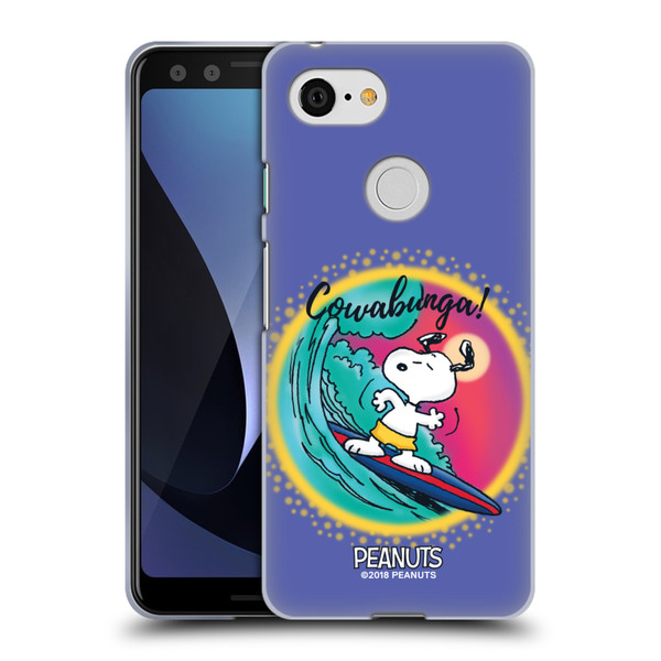 Peanuts Snoopy Boardwalk Airbrush Cowabunga Surf Soft Gel Case for Google Pixel 3