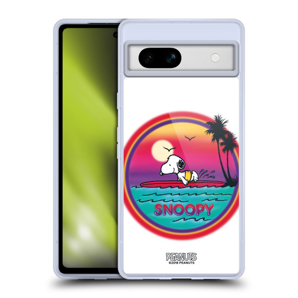 Peanuts Snoopy Boardwalk Airbrush Beach Surf Soft Gel Case for Google Pixel 7a