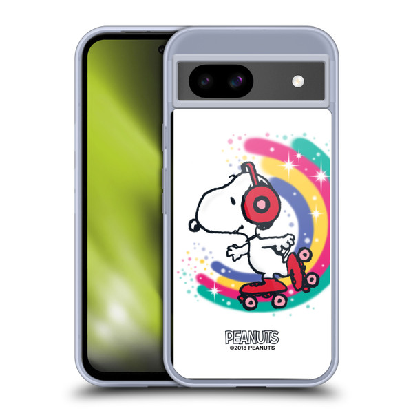 Peanuts Snoopy Boardwalk Airbrush Colourful Skating Soft Gel Case for Google Pixel 8a