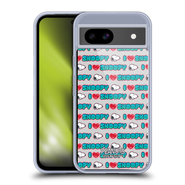 Peanuts Snoopy Boardwalk Airbrush I Love Pattern Soft Gel Case for Google Pixel 8a