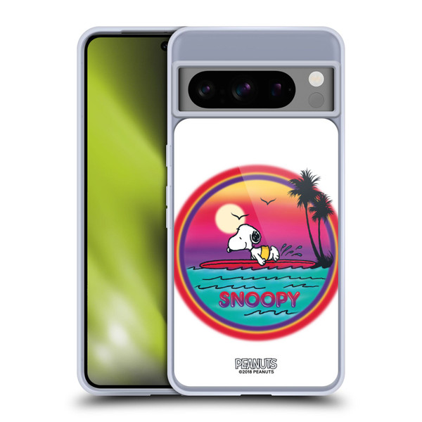 Peanuts Snoopy Boardwalk Airbrush Beach Surf Soft Gel Case for Google Pixel 8 Pro