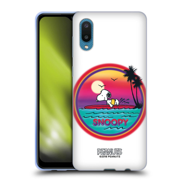 Peanuts Snoopy Boardwalk Airbrush Beach Surf Soft Gel Case for Samsung Galaxy A02/M02 (2021)
