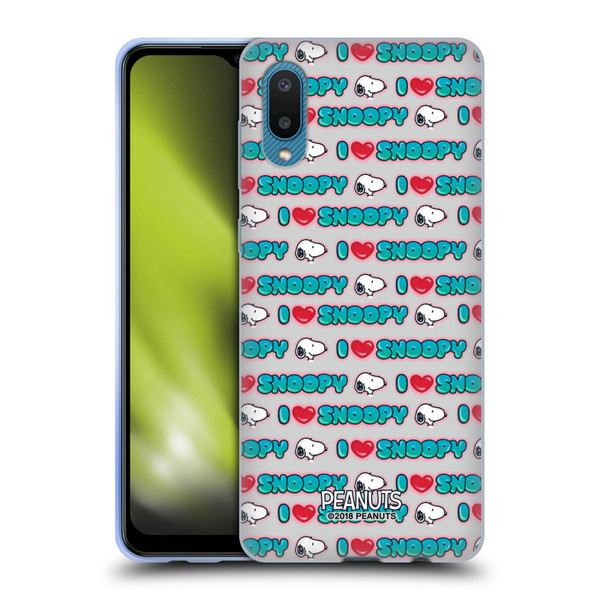 Peanuts Snoopy Boardwalk Airbrush I Love Pattern Soft Gel Case for Samsung Galaxy A02/M02 (2021)