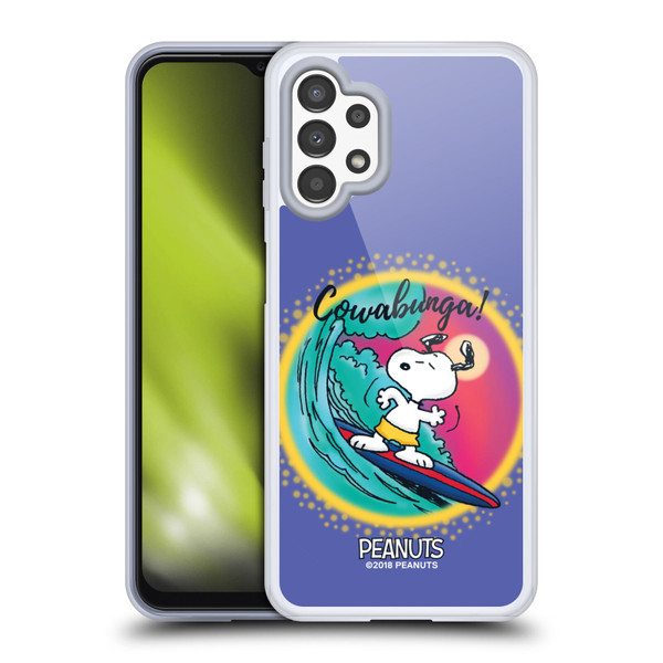 Peanuts Snoopy Boardwalk Airbrush Cowabunga Surf Soft Gel Case for Samsung Galaxy A13 (2022)
