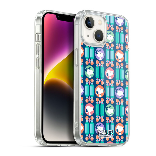 Peanuts Snoopy Deco Dreams Blue Pattern Soft Gel Case for Apple iPhone 14