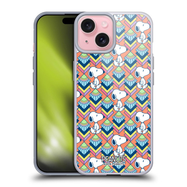 Peanuts Snoopy Deco Dreams Orange Pattern Soft Gel Case for Apple iPhone 15 & MagSafe