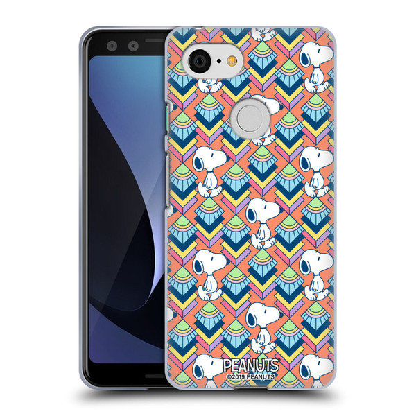Peanuts Snoopy Deco Dreams Orange Pattern Soft Gel Case for Google Pixel 3