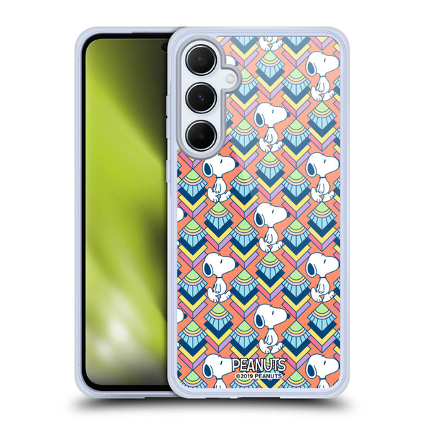 Peanuts Snoopy Deco Dreams Orange Pattern Soft Gel Case for Samsung Galaxy A55 5G