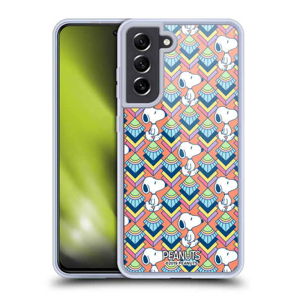 Peanuts Snoopy Deco Dreams Orange Pattern Soft Gel Case for Samsung Galaxy S21 FE 5G & MagSafe